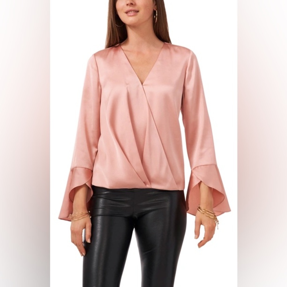 NWT: Vince Camuto Bell Sleeve Satin Blouse